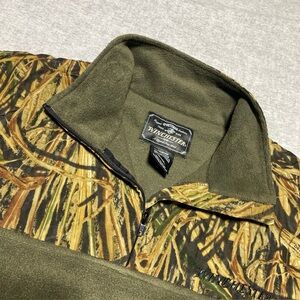 Winchester Pullover Mens Large Green Camouflage Fleece Quarter 1/4 Zip Hunting